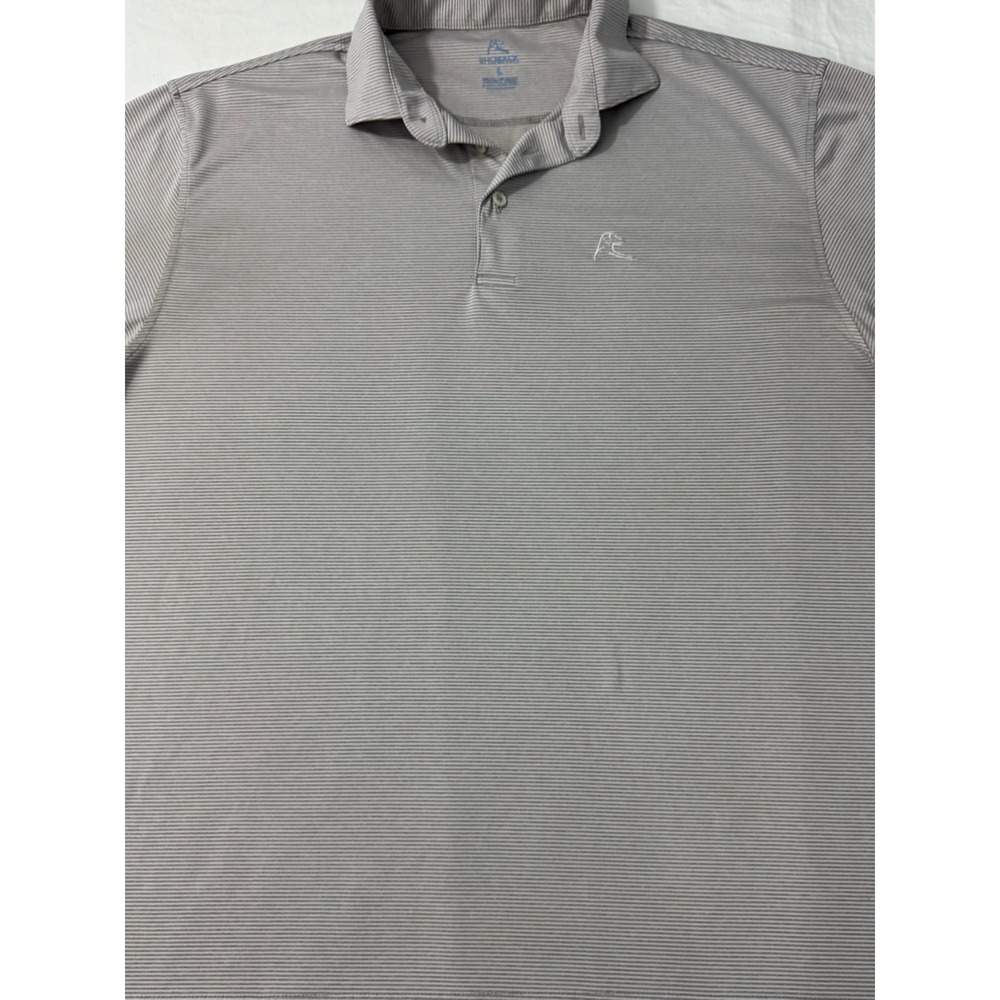 Rhoback Polo Shirt Mens Large Gray Striped Short Sleeve Golf Casual